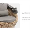 Modern Hotel Villa Outdoor Wicker Chaise Garden Sofa Set Daybed with Waterproof Canopy for Apartment and Courtyard