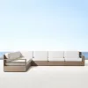 Modern L-Shaped Teak Outdoor Sofa Set with Coffee Table Eco-Friendly Waterproof Durable for Courtyard Villa
