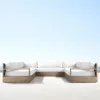Modern L-Shaped Teak Outdoor Sofa Set with Coffee Table Eco-Friendly Waterproof Durable for Courtyard Villa