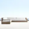 Modern L-Shaped Teak Outdoor Sofa Set with Coffee Table Eco-Friendly Waterproof Durable for Courtyard Villa