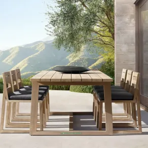 Modern Lightweight Waterproof Teak Dining Table Chair Set for Outdoor Use Living Room School Courtyard Garden Villa Patio Hotel