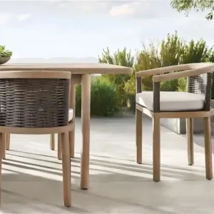 Modern Lightweight Waterproof Teak Outdoor Dining Table and Chair Set for Hotel and Villa Use UV-Resistant and Durable