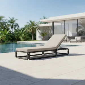 Modern Luxury Aluminum Poolside Daybed Double Size Outdoor Sunbed UV Resistant Eco-Friendly for High-end Resort Romantic Villa