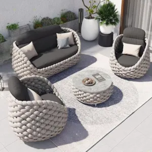 Modern Luxury Outdoor Patio Furniture Set with Wicker Sofa-Waterproof Eco-Friendly for Hotel Villa Living Room Use