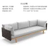 Modern Luxury Teak Eco-Friendly Waterproof Outdoor Sofa Set with PE Wicker Rattan for Courtyard Villa Hotel Use