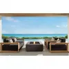 Modern Luxury Teak Wood Durable Waterproof Aluminum Frame Outdoor Furniture Set for Patio Living Room Courtyard-Sofas Chairs