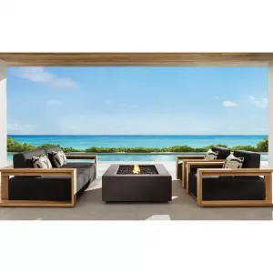 Modern Luxury Teak Wood Durable Waterproof Aluminum Frame Outdoor Furniture Set for Patio Living Room Courtyard-Sofas Chairs