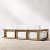 Modern Luxury Teak Wood Durable Waterproof Aluminum Frame Outdoor Furniture Set for Patio Living Room Courtyard-Sofas Chairs