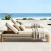 Modern Luxury Teak Wood Outdoor Lounge Sunbed Reclining Beach Chair for Upscale Resort Hotel and Private Estate Poolside