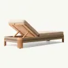 Modern Luxury Teak Wood Outdoor Lounge Sunbed Reclining Beach Chair for Upscale Resort Hotel and Private Estate Poolside