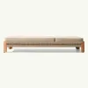 Modern Luxury Teak Wood Outdoor Lounge Sunbed Reclining Beach Chair for Upscale Resort Hotel and Private Estate Poolside