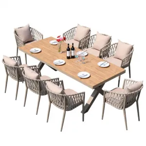 Modern Metal Frame Waterproof Outdoor Dining Tables and Chairs Set for Hotel Villa Resort School Use