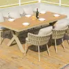 Modern Metal Frame Waterproof Outdoor Dining Tables and Chairs Set for Hotel Villa Resort School Use