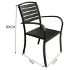 Modern Minimalist Outdoor Dining Set-Durable Waterproof Aluminum Frame Wood Grain Tabletop for Hotel Villa Balcony Patio