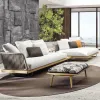 Modern Nordic Outdoor Furniture Courtyard Sunscreen Waterproof Teak Wood Eco-Friendly Garden Sofa Set Quick-Dry Cushions for