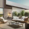 Modern Nordic Outdoor Furniture Courtyard Sunscreen Waterproof Teak Wood Eco-Friendly Garden Sofa Set Quick-Dry Cushions for