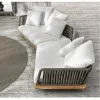 Modern Nordic Outdoor Furniture Courtyard Sunscreen Waterproof Teak Wood Eco-Friendly Garden Sofa Set Quick-Dry Cushions for