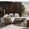 Modern Nordic Outdoor Furniture Courtyard Sunscreen Waterproof Teak Wood Eco-Friendly Garden Sofa Set Quick-Dry Cushions for