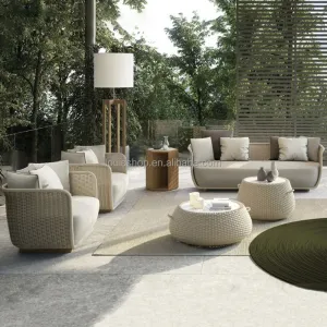 Modern One Seat Outdoor Rattan Garden Sofa Set-Waterproof Eco-Friendly Furniture for Courtyard Hotel Use
