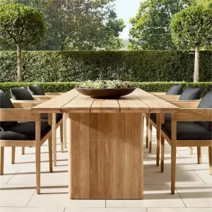 Modern Ornate Teak Durable Outdoor Dining Set with UV-Resistant Waterproof Features for Hotel Villa Use