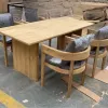 Modern Ornate Teak Durable Outdoor Dining Set with UV-Resistant Waterproof Features for Hotel Villa Use