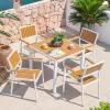 Modern Outdoor Aluminum Alloy Furniture Set-Stackable Dining Table Fabric Arm Chair Bench for Garden Hotel Use Durable