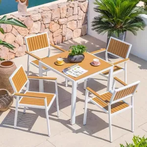 Modern Outdoor Aluminum Alloy Furniture Set-Stackable Dining Table Fabric Arm Chair Bench for Garden Hotel Use Durable