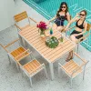 Modern Outdoor Aluminum Alloy Furniture Set-Stackable Dining Table Fabric Arm Chair Bench for Garden Hotel Use Durable