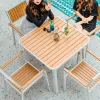 Modern Outdoor Aluminum Alloy Furniture Set-Stackable Dining Table Fabric Arm Chair Bench for Garden Hotel Use Durable