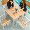 Modern Outdoor Aluminum Alloy Furniture Set-Stackable Dining Table Fabric Arm Chair Bench for Garden Hotel Use Durable