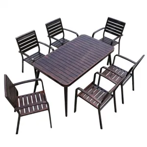 Modern Outdoor Dining Table and Chair Set with Aluminum Alloy Frame Durable Waterproof for Patio Hotel Restaurant