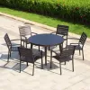 Modern Outdoor Dining Table and Chair Set with Aluminum Alloy Frame Durable Waterproof for Patio Hotel Restaurant