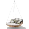 Modern Outdoor Garden Hanging Daybed with Cushion Wicker PE Rattan Material Waterproof Quick-Dry Cushion for Courtyard Use