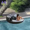 Modern Outdoor Garden Hanging Daybed with Cushion Wicker PE Rattan Material Waterproof Quick-Dry Cushion for Courtyard Use