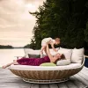 Modern Outdoor Garden Hanging Daybed with Cushion Wicker PE Rattan Material Waterproof Quick-Dry Cushion for Courtyard Use