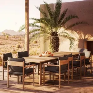 Modern Outdoor Luxury Teak Dining and Seating Set with Lightweight Durable Design for Patio Garden Courtyard Hotel Use