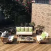 Modern Outdoor Woven Rope Aluminum Alloy Sofa Set Waterproof Durable Weather Resistant for Villa Garden Living Room Park