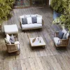 Modern Outdoor Woven Rope Aluminum Alloy Sofa Set Waterproof Durable Weather Resistant for Villa Garden Living Room Park