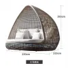 Modern PE Rattan Sun Lounger with Cotton Cushions Saltwater-Resistant UV Resistant for Courtyard Park Hotel Villa Outdoor Use