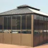 Modern Portable Aluminum Gazebo Double Roof Design Eco-Friendly Integrated Lighting Durable Waterproof for Outdoor Furniture Use
