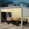 Modern Portable Aluminum Outdoor Gazebo Pergola Windproof Blinds LED Lighting System Outdoor Furniture Waterproof Eco-Friendly