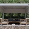 Modern Portable Aluminum Outdoor Gazebo Pergola Windproof Blinds LED Lighting System Outdoor Furniture Waterproof Eco-Friendly