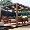Modern Portable Aluminum Outdoor Gazebo Pergola Windproof Blinds LED Lighting System Outdoor Furniture Waterproof Eco-Friendly