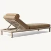 Modern Premium Teak Wood Outdoor Sunbed Weather Resistant Patio Furniture for Luxury Villa and Star Hotel Poolside Lounge