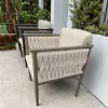 Modern Rope Weave Eco-Friendly Waterproof Durable Outdoor Sofa Set for Garden Villa Hotel Use