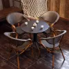 Modern Rust Resistant French Restaurant Aluminum Mesh Waterproof Outdoor Dining Table Chairs Stackable Garden Courtyard