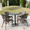 Modern Rust Resistant French Restaurant Aluminum Mesh Waterproof Outdoor Dining Table Chairs Stackable Garden Courtyard
