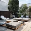 Modern Sectional Wicker Rattan Teak L-Shaped Sofa Set Aluminum Frame Outdoor Furniture for Hotel Park Farmhouse Patio Courtyard