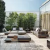 Modern Sectional Wicker Rattan Teak L-Shaped Sofa Set Aluminum Frame Outdoor Furniture for Hotel Park Farmhouse Patio Courtyard