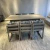 Modern Simple Durable Lightweight Waterproof UV-Resistant Outdoor Teak Dining Table Dining Chair Villa Courtyard Garden Dining